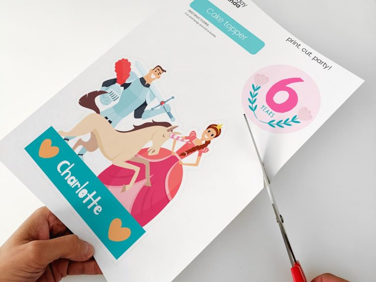 Princesse: Kit anniversaire personnalisé à imprimer avec jeux et décorations